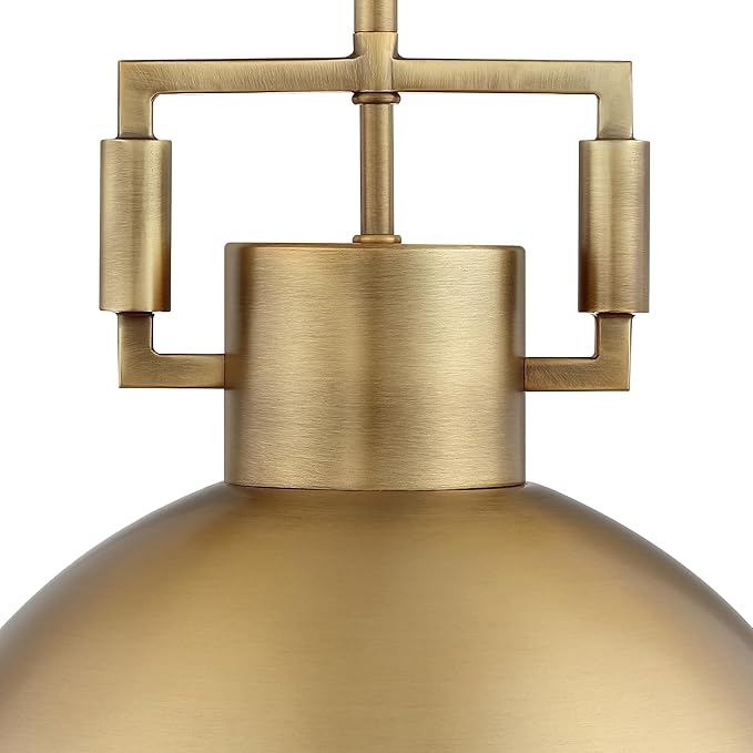 Nathan James Leigh Pendant Lighting, Hanging Ceiling Light with Oversized Metal Shade and Adjustable Cord, for Kitchen Island or Entryway, Antiqued Brass