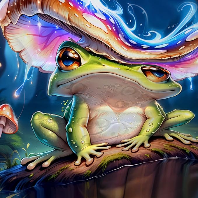 AILONEN Cartoon Frog Shower Curtain,Magic Mushroom Waterproof Fabric Bath Curtain for Kids Girls,Boho Style Tropical Amphibian Shower Curtain Set for Bathroom, 60" W*72" H