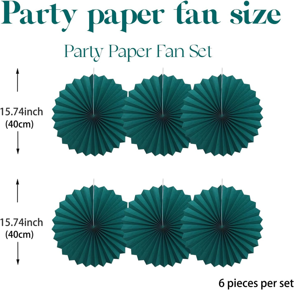Green Birthday Decorations,DIY Green Paper Fans Hanging Decoration ,Party Supplies Party Fans 16in, Cactus Party Decorations,Wedding Graduation Events Accessories 30 Color DIY Set (Blackish Green)