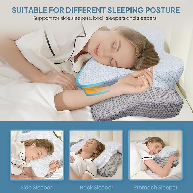 Cervical Pillow for Neck & Shoulder Pain Relief Sleeping - Ergonomic Contour Pillows - Memory Foam Pillow for Side, Back & Stomach Sleepers