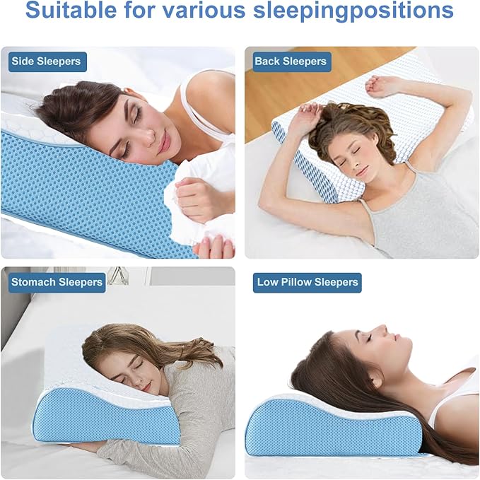 Memory Foam Pillows Side Sleeper Pillow for Neck Pain Relief Ergonomic Contour Cervical Pillow Shoulder Support Orthopedic Bed Pillow for Back Stomach Sleeping