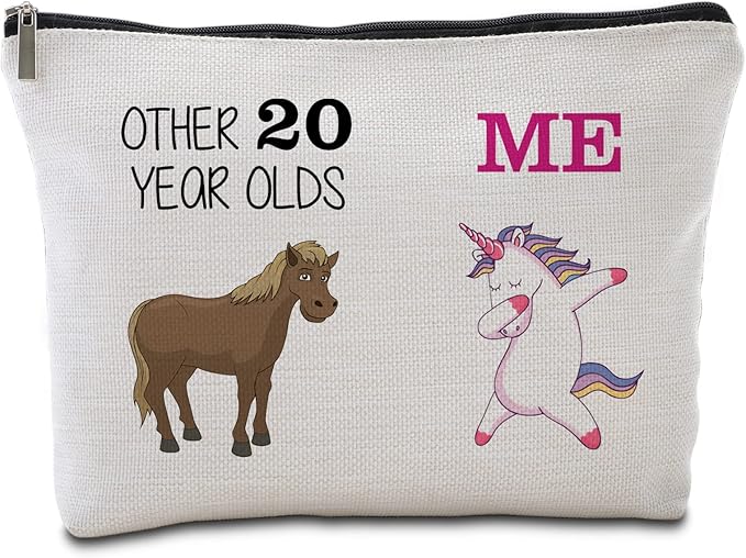 20th Birthday Gifts for Her Best Friend Daughter Travel Makeup Bag Funny Unicorn Gift Bag Other 20 Year Old Me Unicorn Happy 20th Birthday Decorations 20 Year Old Birthday Gifts Ideas