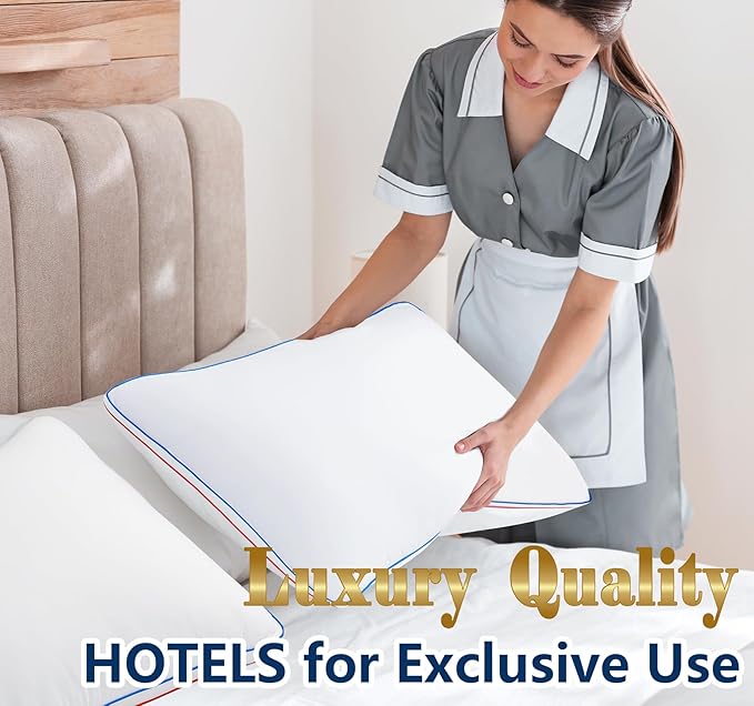 Pillows Queen Size Set of 2, Fluffy Bed Pillows for Sleeping, Queen Pillows 2 Pack with Hotel Quality, Medium Firm and Supportive Down Alternative Pillow for Side and Back Sleeper, 20" x 30"