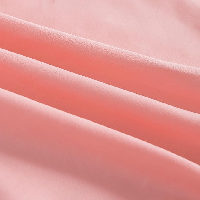 Bed Skirt Twin Size Ruffled Bed Skirt with Split Corners, 14 Inch Drop Dust Ruffle Bed Skirt with Platform, 14 Inch, Blush