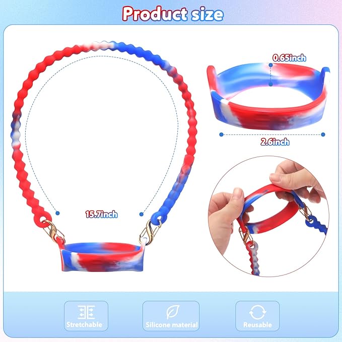2PCS Water Bottle Handle Strap,Silicone Water Bottle Sling Compatible with Stanley Water Cup Accessories Water Bottle Holder with Strap Fits Most 8-40oz Water Bottles(2+4)