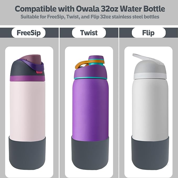 2PCS Silicone Water Bottle Boot for Owala 24oz 32oz 40oz,Anti-Slip Protective Sleeve Bottom Bumper Protector for FreeSip, Twist, and Flip Water Bottles