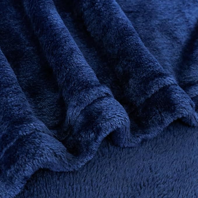 Bnuitland Travel Blanket and Pillow 2 in 1, Soft Flannel Airplane Blanket in Bag Compact-Long Flight Essential for Adults and Kids, Portable Luggage Sleeve and Backpack Clip, 65×40 inch Navy