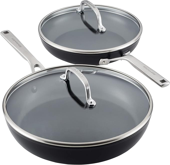 KitchenAid Hard Anodized Induction Nonstick Frying Pans/Skillet Set, 4 Piece - Matte Black