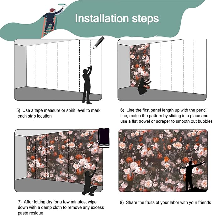 3D Retro Rose Flower Wallpaper Large Floral Wall Mural for Living Room Decor (Not Peel and Stick)