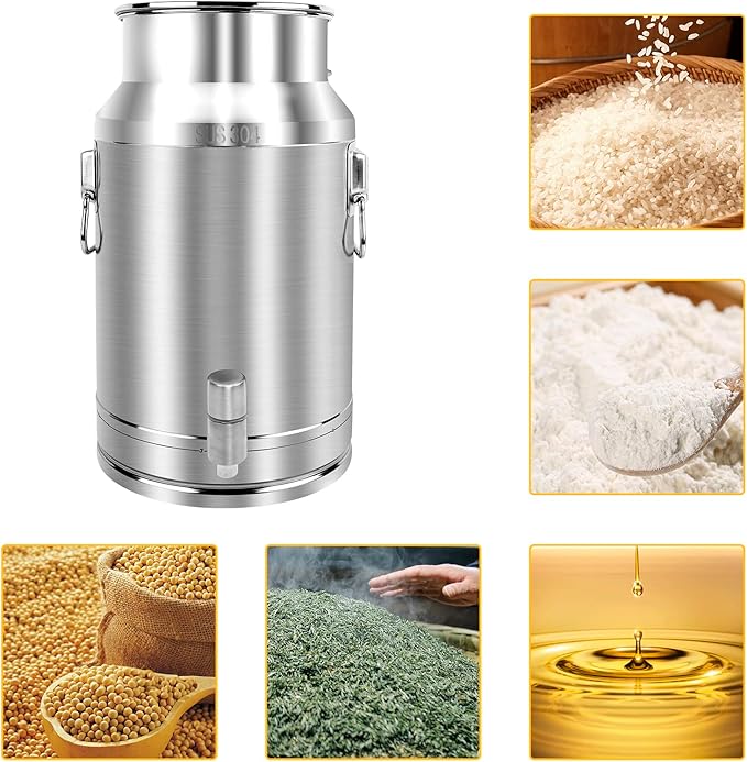 304 Stainless Steel Milk Can，35L Milk Bucket Wine Pail Bucket 9.25 Gallon Milk Can Tote Jug with Sealed Lid Heavy Duty for Milk and Wine Liquid Storage