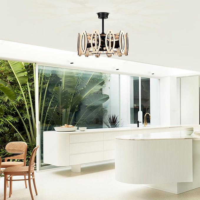 Honeykiss 17 Inch Beige Fandelier with 3 Light