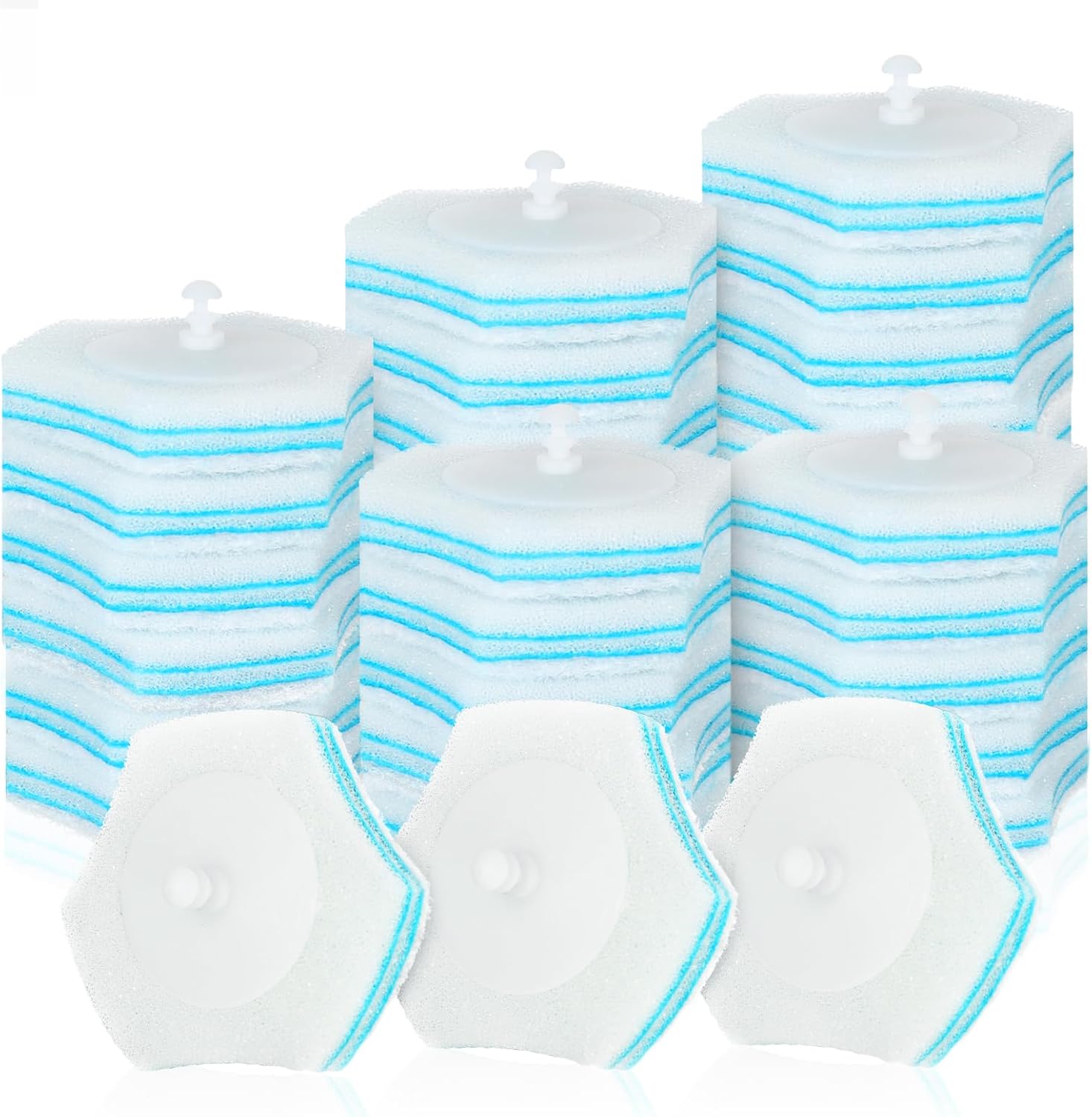 squish Disposable Toilet Brush Refills 32 Count, Disposable Toilet Brush Cleaning Sponges Heads for Toilet and Bathroom Cleaning