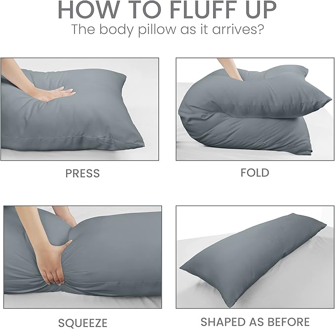 Utopia Bedding Full Body Pillow for Adults (Grey, 20 x 54 Inch), Long Pillow for Sleeping, Large Pillow Insert for Side Sleepers