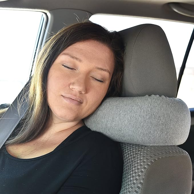 Dot&Dot Twist Memory Foam Travel Pillow for Airplanes - Travel Neck Pillow for Sleeping - Airplane Pillow for Neck Support, Chin, Lumbar and Leg - Adjustable, Bendable Neck Roll Pillow (Purple)