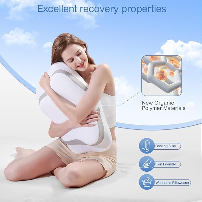 Cervical Neck Pillow, Pillow for Neck Pain Relief, Cooling Contour Memory Foam Pillows, Odorless Ergonomic Neck Pillow Adjustable Orthopedic Bed Pillow for Side Back Stomach Sleepers with Pillowcase