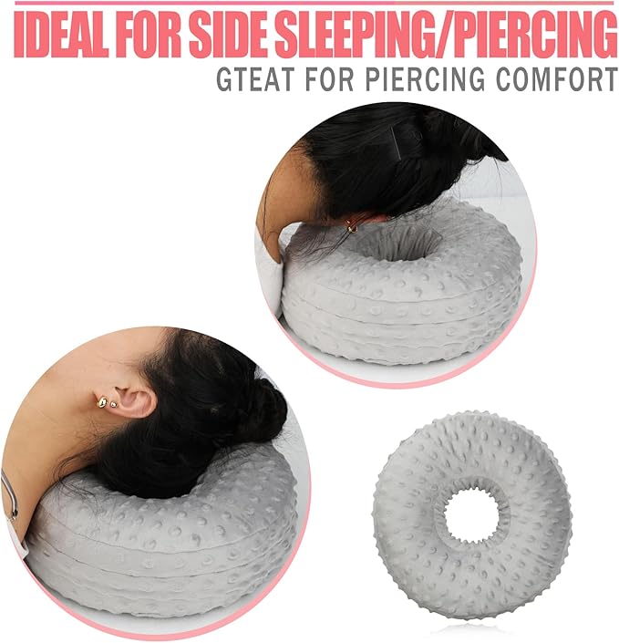 Easy to Clean Ear Hole Piercing Pillows for Ear Pain with Removable Pillowcase Cushion Head Neck Support Sleeping with Fresh Pierced Ear Earings