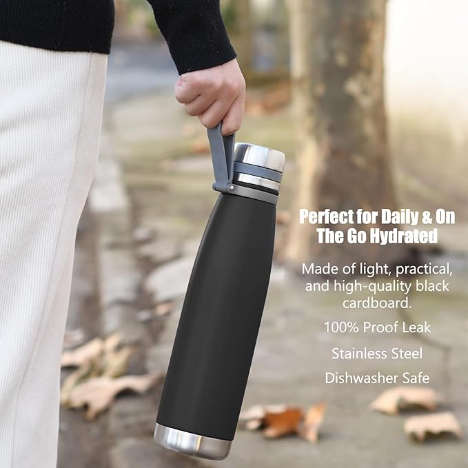 22oz Thermos for Hot and Cold Drinks, Coffee Thermos Water Bottle, Wide Mouth Thermal Cups- Leakproof Stainless Steel Insulated Thermos - Commute, Travel, and Picnic Friendly