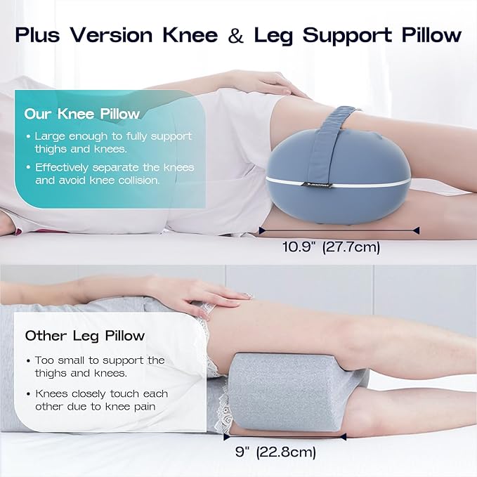 Ruiman Knee & Leg Pillow for Side Sleepers - Cooling Leg Pillow for Pregnancy Women Side Sleeping - Memory Foam Knee Pillow for Heavy People Hip Pain, Knee Pain, Spine Alignment (Steel Blue)