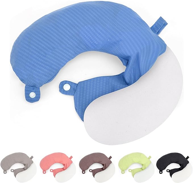 Travel Neck Pillow Cover Neck Pillow Replacement Cover Travel U Neck Pillow Case Cover Soft and Smooth Neck Pillow Cover Blue (Only Pillow Cover, No Filler)