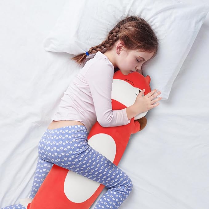22 inch Orange Fox Body Pillow for Kids, Fox Stuffed Animals, Soft Long Cuddle Pillow Plushies, Giant Cute Fox Plush Toys Gift for Kids, Boys Birthday
