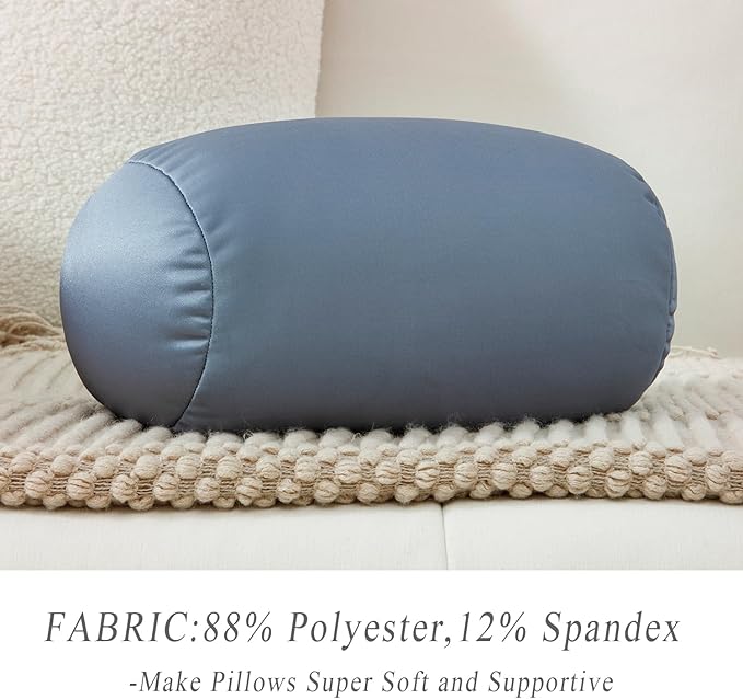 Microbead Body Pillow, Tube Microbead Bolster Bean Smooth Cool Pillow Neck Cervical Roll Pillow for Sleeping 7 x 12Inch Throw Travel Pillow (Cold Grey)