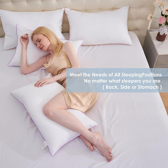 Pillows King Size Set of 4,Breathable Hotel Collection Bed Pillows for Sleeping Medium Firm Down Alternative Microfiber Filled,20 x 36 Inches