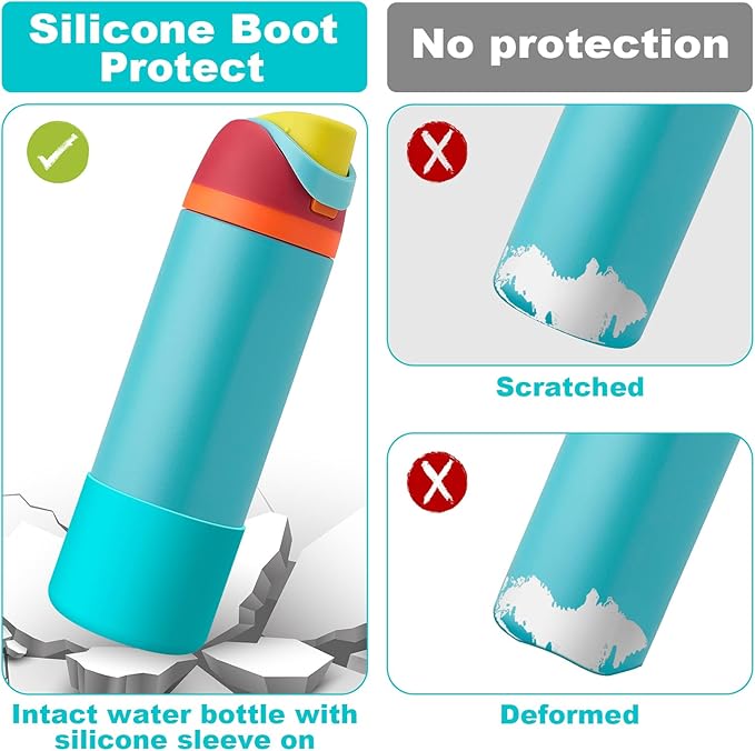 2PCS Silicone Water Bottle Boot for Owala 24oz 32oz 40oz, Anti-Slip Protective Sleeve Bottom Bumper Protector for FreeSip, Twist, and Flip Stainless Steel Water Bottles