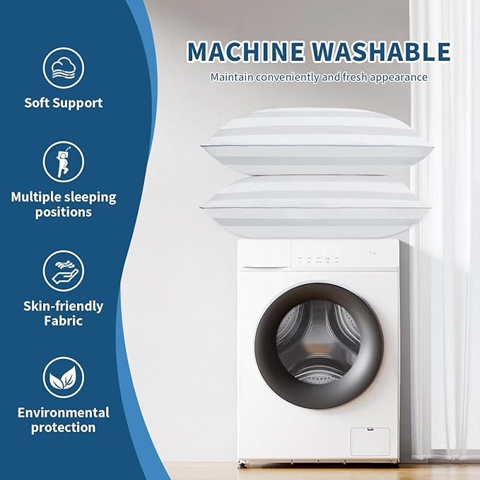 King Size Bed Pillows Set of 2 - Premium Down Alternative Cooling Pillows for Side, Back, and Stomach Sleepers Hotel Quality Fluffy Soft Microfiber Fill Breathable Skin-Friendly,20 x 34 Inches