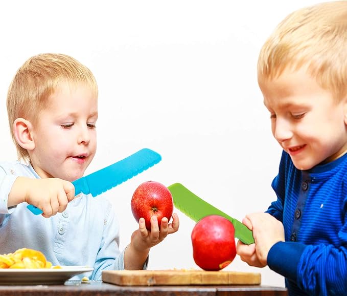 JOVITEC 10 Pieces Kid Plastic Nylon Cooking Knife Set, Children Toddler Kitchen Knives, Safe Knives for Bread, Lettuce Knife and Salad Knife