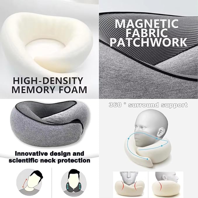 Wander Plus Travel Pillow, Travel Neck Pillow Memory Foam Travel Pillow 2024 New Travel Pillow Suitable for Travel, Airplanes, Cars and Offices (Dark Gray)