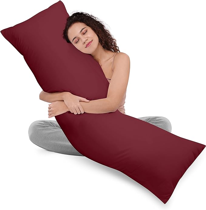 Utopia Bedding Full Body Pillow for Adults (Burgundy, 20 x 54 Inch, Pack of 06) Long Pillow for Sleeping, Large Pillow Insert for Side Sleepers