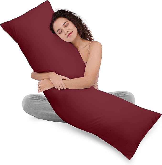Utopia Bedding Full Body Pillow for Adults (Burgundy, 20 x 54 Inch), Long Pillow for Sleeping, Large Pillow Insert for Side Sleepers