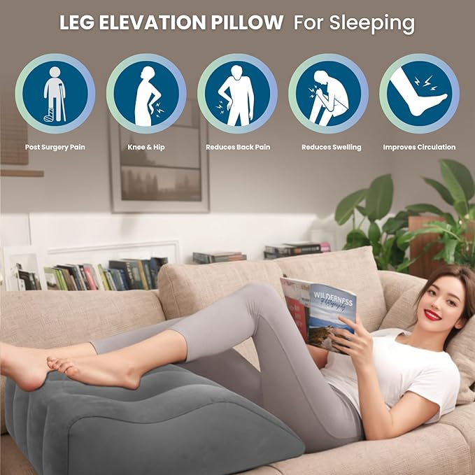 Leg Elevation Pillow - Inflatable Wedge Pillow for Sleeping Leg Pillows for Sleeping Portable Leg Pillow for Swelling, After Surgery, Blood Circulation