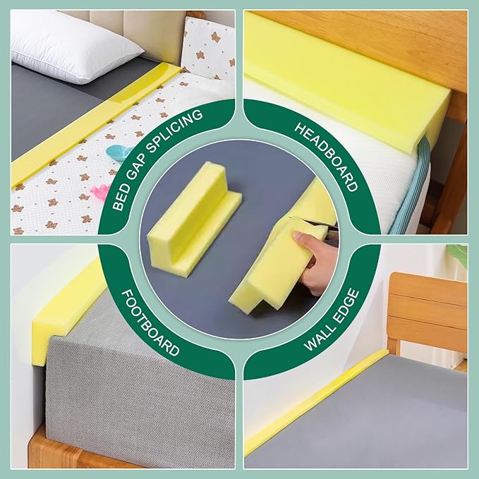 Bed Filler for Headboard, Suitable for Gap 3.6-4.4" of King Queen Twin Bed, 78.7'' Long Wedge Sleeping Pillow, Foam Bed Mattress Gap Filler