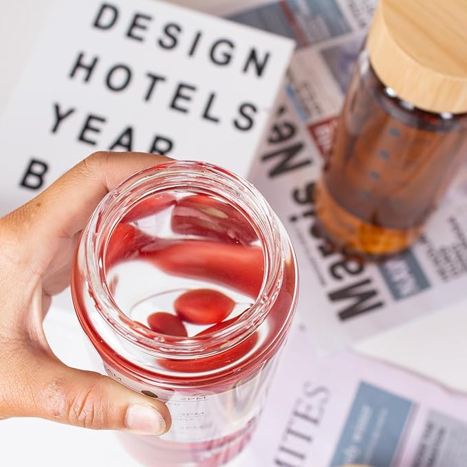 25oz Glass Water Bottle, Leak-Proof, with Stainless Steel Tea Infuser, BPA-Free, Suitable for Office, Car, Gym, and Travel, Reusable, for Hot and Cold Beverages (Circular-25oz)