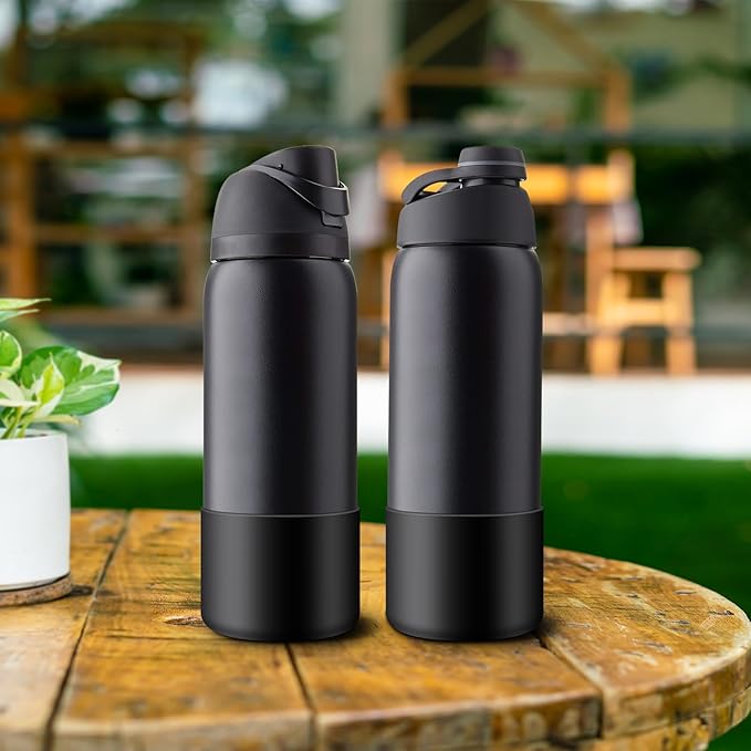 2PCS Silicone Water Bottle Boot for Owala 24oz 32oz 40oz, Anti-Slip Protective Sleeve Bottom Bumper Protector for FreeSip, Twist, and Flip Stainless Steel Water Bottles