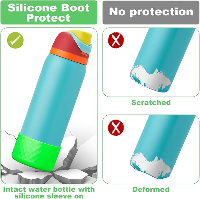 2PCS Silicone Water Bottle Boot for Owala 24oz 32oz 40oz, Anti-Slip Protective Sleeve Bottom Bumper Protector for FreeSip, Twist, and Flip Stainless Steel Water Bottles