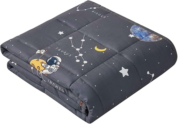 Weighted Blanket for Kids (48"x72" 10lbs),Weighted Blanket Cooling Blanket for Sleeping,Throw Size Breathable Blanket with Premium Glass Bead(Space Grey)