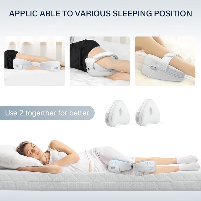 Knee Pillow for Adustable Side Sleepers with 1.3FT/40CM,100% Memory Foam Leg Pillow for Side Sleeping,Hip Pillow for Back,Hip,Knee Pain Relif (White)