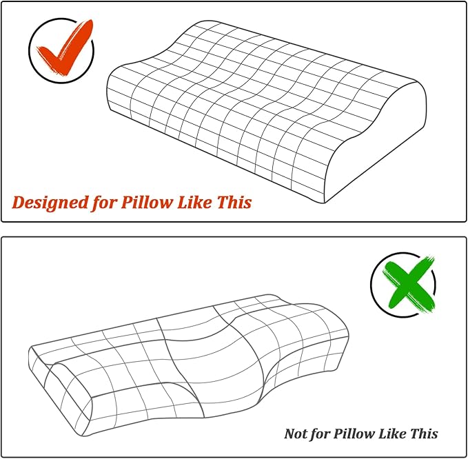 HOMBYS Satin Pillow Case for Contoured Support Pillow (DO NOT Include Pillow) -Zippered Pillow Cover for Neck Pillow for Cervical 1 Pack-Silky, Smooth and Breathable, Queen Size