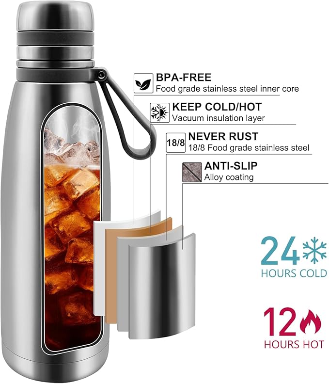 37oz Thermos for Hot and Cold Drinks, Coffee Thermos Water Bottle, Wide Mouth Thermal Cups- Leakproof Stainless Steel Insulated Thermos - Commute, Travel, and Picnic Friendly