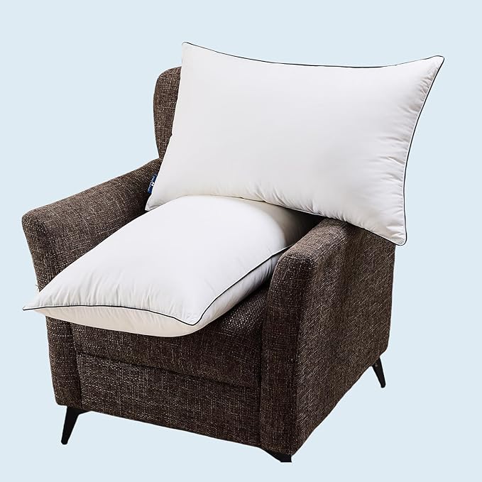 Goose Down Pillows King Size Set of 2, Luxury Hotel Collection Bed Pillow 2 Pack, Airyfil™ Powered Fillings & Feather Pillow，Soft Fluffy for Side, Back, Stomach Sleepers 20"x36"