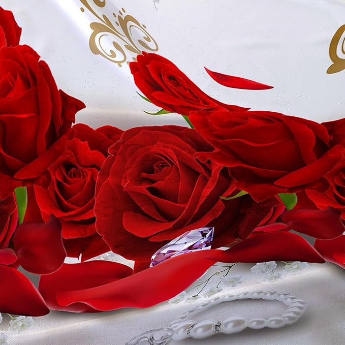 AILONEN Rose Flower Shower Curtain for Bathroom,Red Rose Bathroom Curtain for Girls Women,Romantic Flower Bath Curtain 72" W*84" H Polyester Waterproof Bathroom Curtain with 12 Hooks