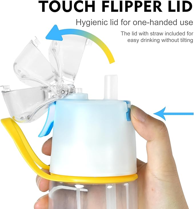 24 oz Sports Water Bottle with Spray Mist, Portable Water Mister Spray Bottle for Drinking, 2-In-1 Mist and Sip Bpa-Free Plastic Misting Water Bottle For Fitness and Outdoor, Black 1 Pack