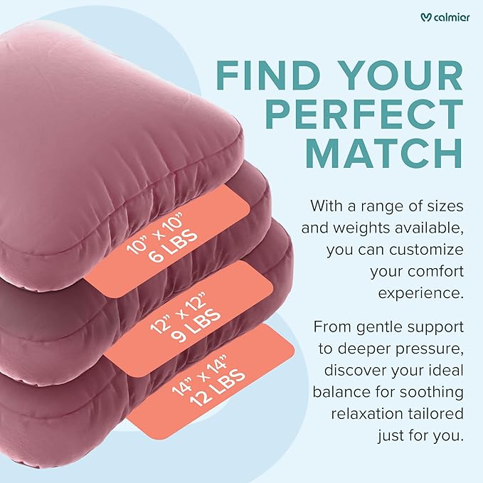 Calmier - 6 lb Sensory Weighted Pillow - Glass Bead Filled Hug Pillow - Ultra Plush Cozy Weighted Pillows for Adults and Kids - Child Sensory Pillow - Weighted Lap Pad (Pink - Minky, 6 LBS)