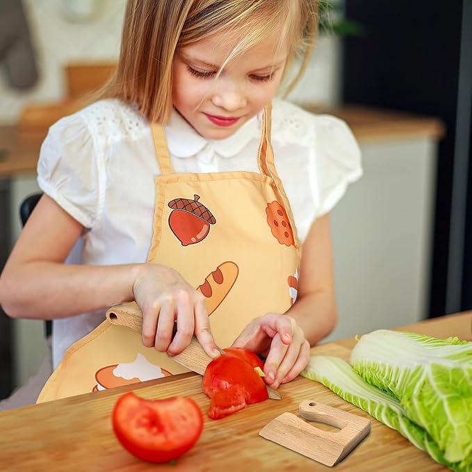 G.a HOMEFAVOR Kids Cooking & Baking Set: 16 Pcs Little Chef Cooking Utensils Kitchen Set with Gourmet Cooking Box, Foldable Chef Hat Apron, Gifts for Girls Boys Juniors(Orange)