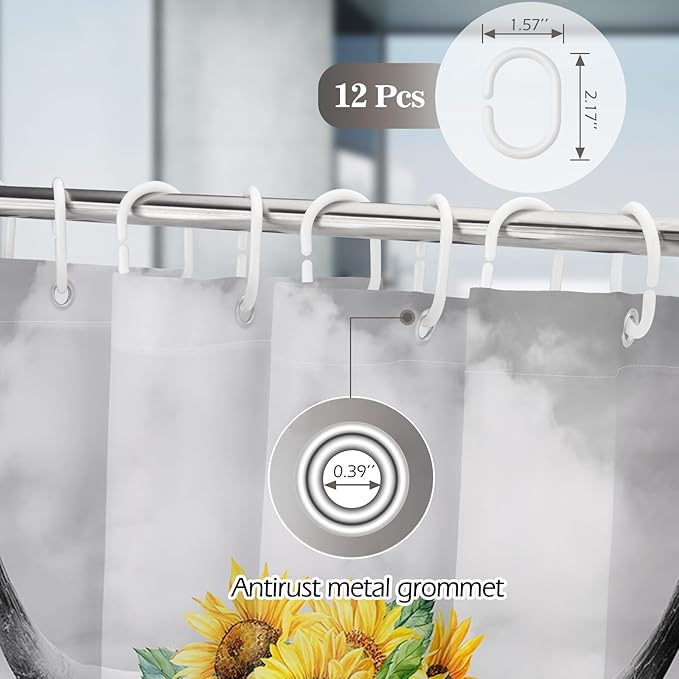 Aimego Extra Long Shower Curtain - Farmhouse Highland Cow Sunflower Rustic Western Country Get Naked Funny Fabric Cloth Shower Curtain Set with 12 Hooks Bathroom Decor Bathtub Curtain, 72"x84"