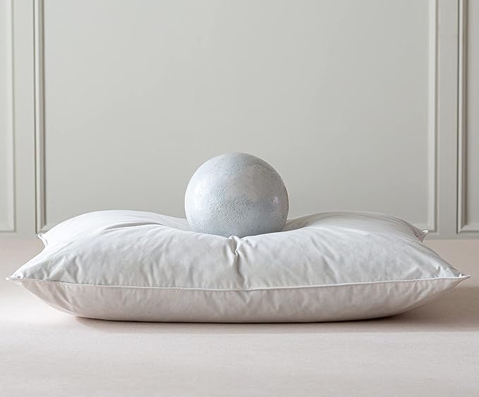 Luxury Goose Feathers Down Pillows Standard Size Set of 2, Hotel Quality Fluffy Bed Pillows, Soft Pillows for Sleeping, Organic Cotton Cover(20x26”, Pack of 2)