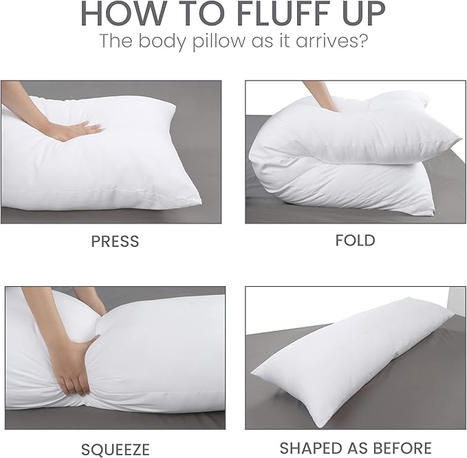 Utopia Bedding Full Body Pillow for Adults (White, 20 x 54 Inch), Long Pillow for Sleeping, Large Pillow Insert for Side Sleepers
