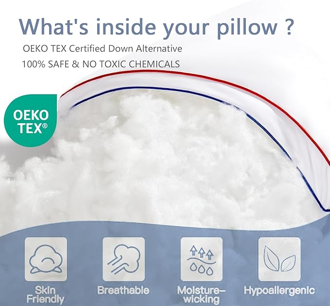 Pillows Queen Size Set of 2, Fluffy Bed Pillows for Sleeping, Queen Pillows 2 Pack with Hotel Quality, Medium Firm and Supportive Down Alternative Pillow for Side and Back Sleeper, 20" x 30"